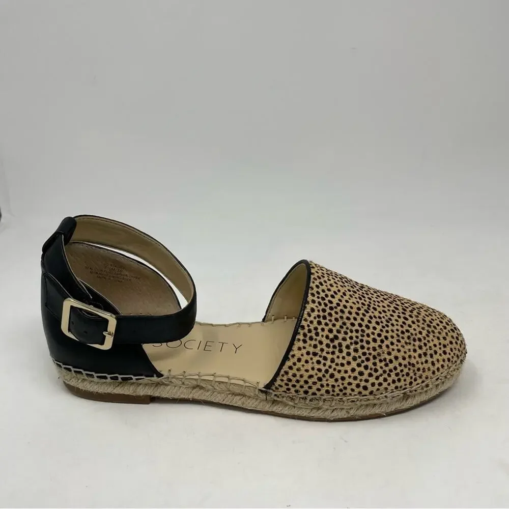 Sole Society Tan Black Cow Fur Leather Upper Channing Espadrilles 7.5